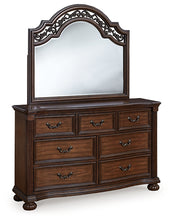 Load image into Gallery viewer, Lavinton Queen Poster Bed with Mirrored Dresser, Chest and 2 Nightstands
