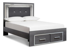 Load image into Gallery viewer, Lodanna Queen Panel Bed with 2 Storage Drawers with Mirrored Dresser and 2 Nightstands
