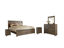 Load image into Gallery viewer, Juararo Queen Panel Bed with Mirrored Dresser and 2 Nightstands
