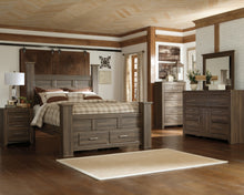 Load image into Gallery viewer, Juararo California King Poster Bed with Mirrored Dresser and Chest
