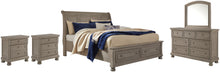 Load image into Gallery viewer, Lettner California King Sleigh Bed with Mirrored Dresser and 2 Nightstands
