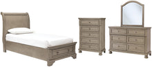 Load image into Gallery viewer, Lettner Twin Sleigh Bed with Mirrored Dresser and Chest
