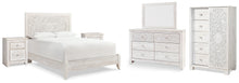 Load image into Gallery viewer, Paxberry Queen Panel Bed with Mirrored Dresser, Chest and 2 Nightstands
